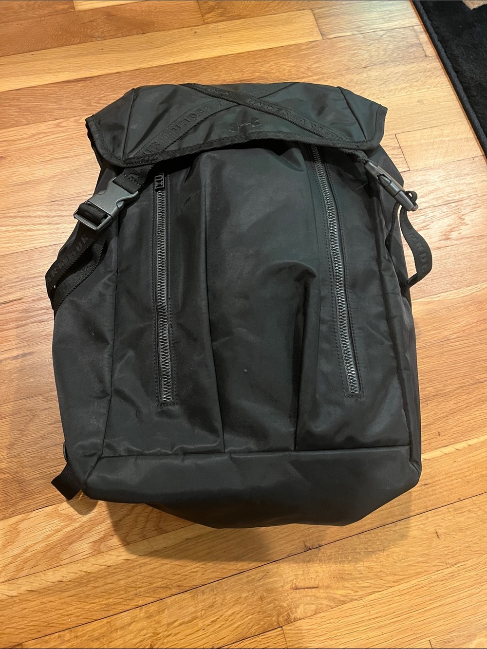 Under Armour Black Roll-Top Backpack with Front Zip Pockets